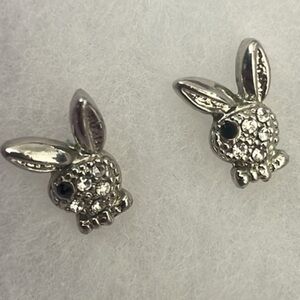 Playboy Bunny Earrings silver tone with rhinestones 💖